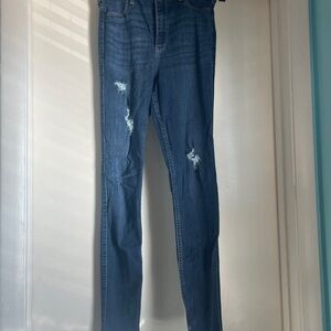 Hollister Women's Distressed Skinny Jeans in Blue
